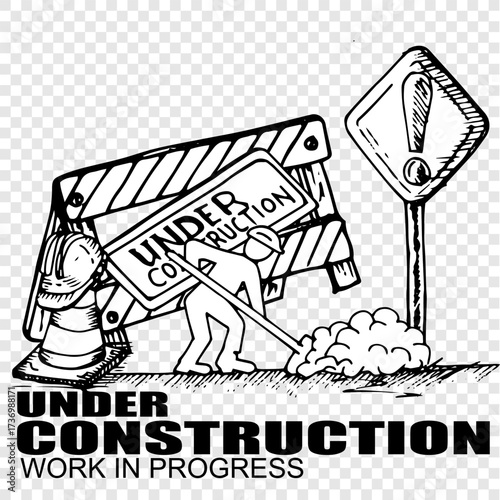 Under construction, sketch and doodle 