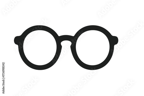Eyeglasses vector icon. Reading glasses silhouette. Symbol for vision, optometry, sight. Geek, nerd, hipster style. Intellectual concept. Ophthalmic frame isolated on white.