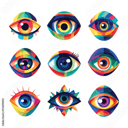 Stylized silhouette of a human eye with iris detail isolated on a clean white background isolated on white background