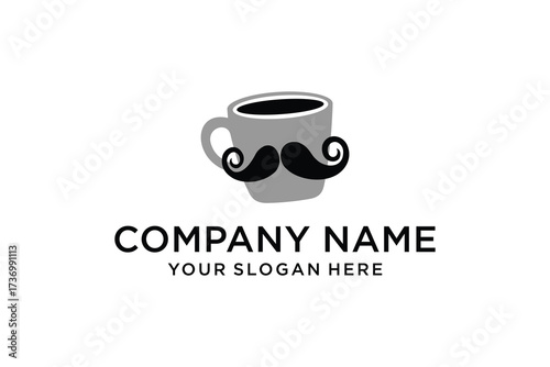 Coffee cup with mustache logo
