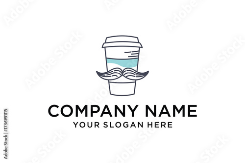 Coffee cup with mustache logo