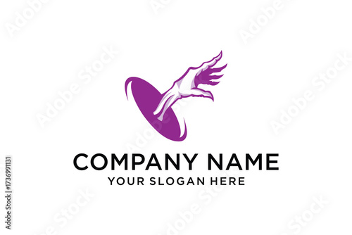 Purple Moster's hand from a hole logo design