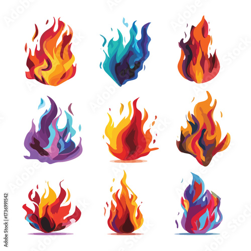 Dynamic fire silhouette illustration isolated on a clean white background for design projects isolated on white background