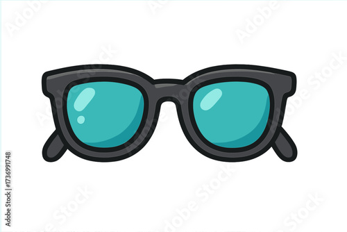 Sunglasses icon for summer. Vacation symbol for beach holiday. Vector cartoon illustration of sun glasses. Eyewear for sun protection and travel. Fashion accessory sign isolated.