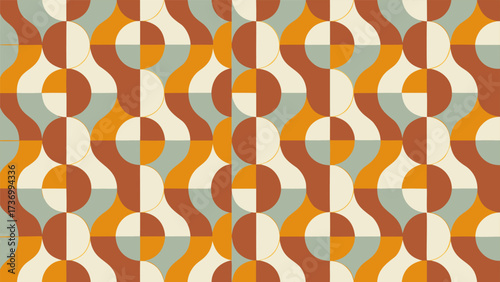 Retro 70s Geometric Abstract Pattern Background