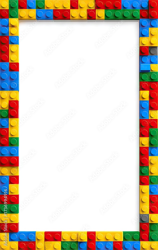 Fototapeta premium Colorful Lego-Brick Border