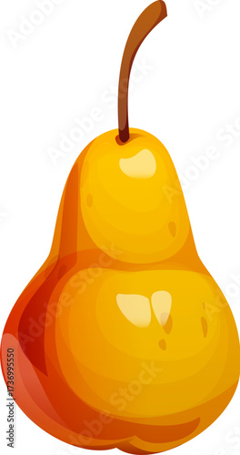 Thanksgiving Day pear icon for autumn harvest and food, cartoon vector. Ripe pear fruit symbol of autumn harvest of fall season for Happy Thanksgiving dinner food and holiday greetings