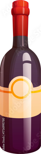 Happy Thanksgiving Day autumn holiday icon of wine bottle, cartoon vector. Thanksgiving Day symbol of autumn harvest season or grapes for wine and winemaking for Thanksgiving holiday food and drinks