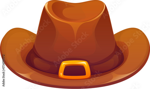 Happy Thanksgiving Day, autumn holiday icon of pilgrim hat, cartoon vector. Thanksgiving Day symbol of autumn harvest or fall season, celebration of giving thanks for traditional celebration greeting