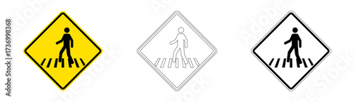 Pedestrian Crossing Ahead Traffic Sign in Vector Format