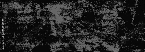 Rough worn texture background. Black grey grunge distressed overlay. Dark raw weathered surface wallpaper. Old gritty grainy backdrop. Scratched dirty stone wall concept. Vector illustration