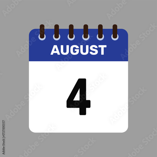calendar august 4 icon vector reminder for important deadlines and special events this autumn season