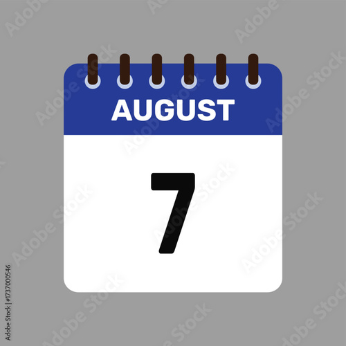 calendar august 7 icon vector reminder for important deadlines and special events this autumn season