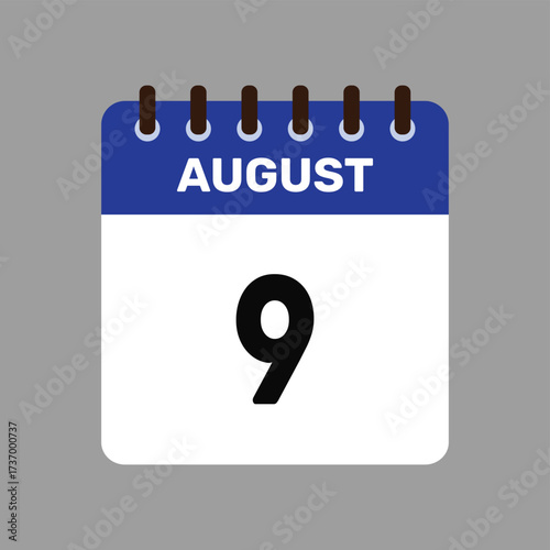 calendar august 9 icon vector reminder for important deadlines and special events this autumn season