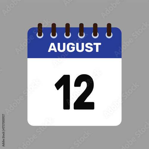 calendar august 12 icon vector reminder for important deadlines and special events this autumn season