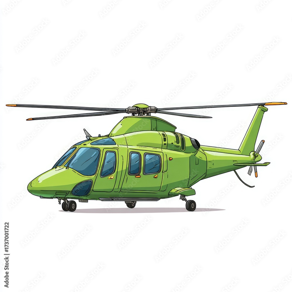 Fototapeta premium Cartoon-style green helicopter