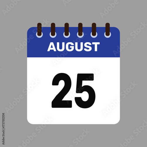 calendar august 25 icon vector reminder for important deadlines and special events this autumn season