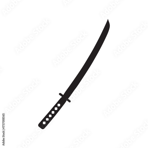 Silhouette of a Katana Isolated on White Background Represents Japanese Martial Arts History and Tradition and Symbolizes Power Discipline and Precision for Warriors silhouette