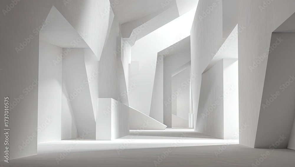 Fototapeta premium Abstract white architectural space with angular forms