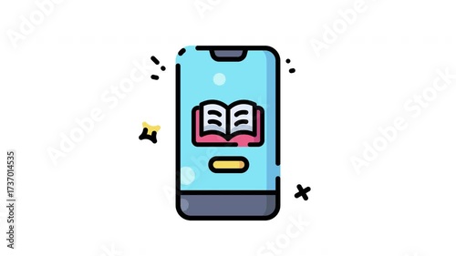 E Book Icon Animation - Loopable and Modern, Alpha Channel
