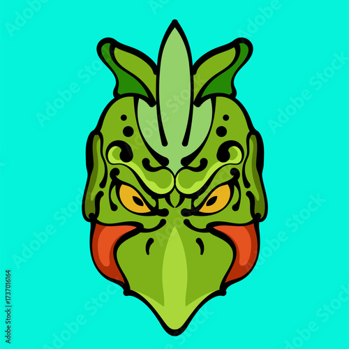 Japanese ghost traditional yokai mask kappa for illustration apparel and tshirt print