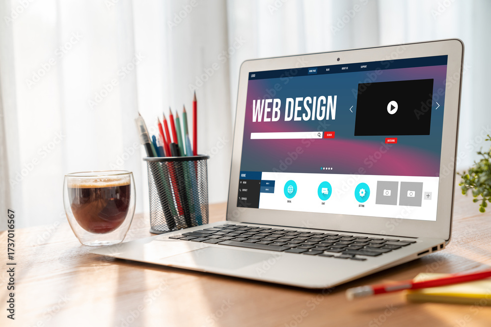 Fototapeta premium Website design software provide modish template for online retail business and e-commerce