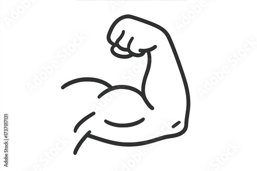 Muscle icon, biceps symbol, strong arm flexing. Power, strength and fitness concept. Gym, workout and bodybuilding linear vector illustration. Man, bodybuilder cartoon logo.