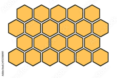 Honeycomb vector background. Geometric hexagon pattern. Seamless texture for honey, bee, food subjects. Natural sweet organic product concept. Apiary and beekeeping symbol.