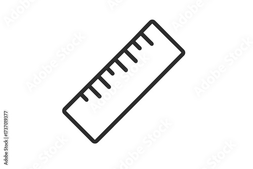 Simple ruler icon. Vector illustration of measurement tool. Outline symbol for measuring length, distance, scale. School, office, education, stationery, draft, drawing concept.