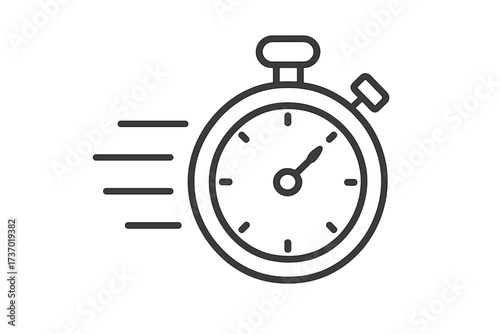 Stopwatch thin line icon concept. Timer symbol for fast delivery, express services, and urgency. Vector illustration of a chronometer for sports, competition, and deadline.