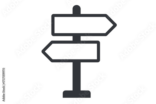 Directional signpost with arrows pointing opposite ways, navigation symbol, choice and decision making concept, risk and safety vector illustration, transparent background