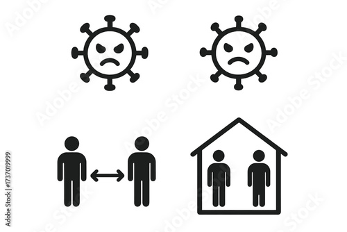 Social distancing icon vector for public health protection during pandemics like COVID-19 coronavirus outbreak, virus prevention, keeping safe distance concept, stop virus spreading symbol