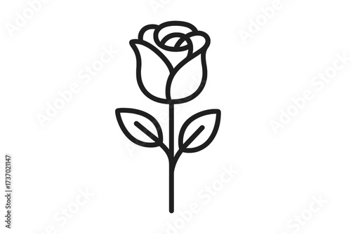 Rose line icon vector. Simple flower outline symbol. Floral illustration for love, romance, Valentine's day, wedding, dating. Minimalist decorative element for beauty.