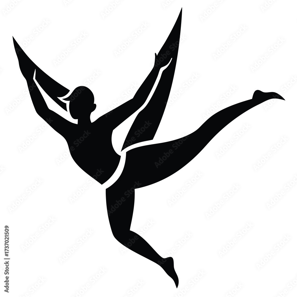 Fototapeta premium acrobat flying silhouette vector icon