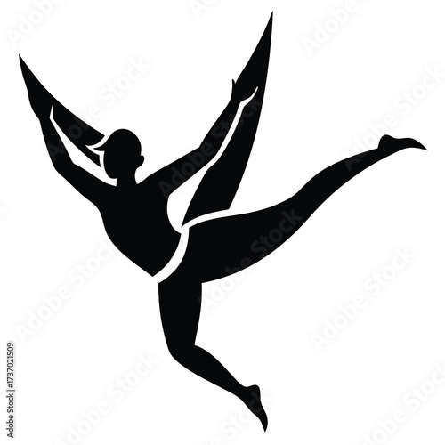 acrobat flying silhouette vector icon