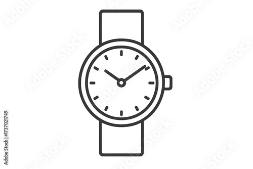 Simple thin line wristwatch icon. Vector watch illustration for time management, punctuality, schedule, deadline. Minimalist accessory for business, fashion, lifestyle, luxury.