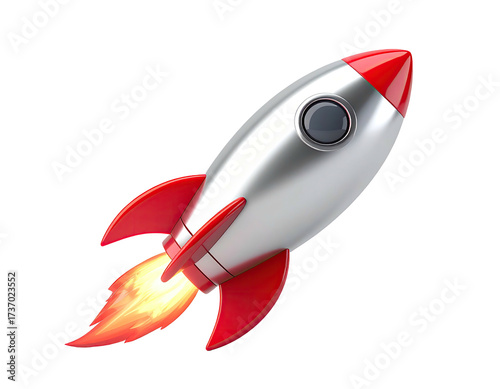 Cartoon rocket blasting off