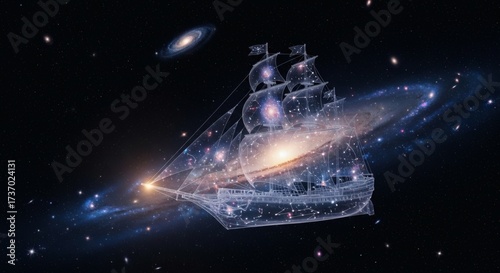 Wallpaper Mural Ethereal Transparent Ship Sailing Sea of Stars Torontodigital.ca
