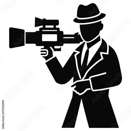cameraman silhouette vector icon