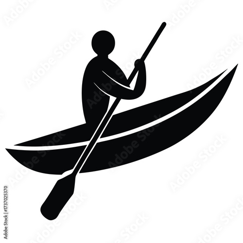 canoe paddler silhouette vector icon