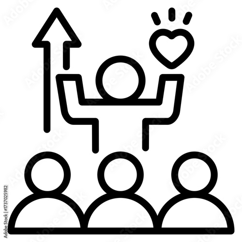 Community Support Icon Line Style Vector Illustration 