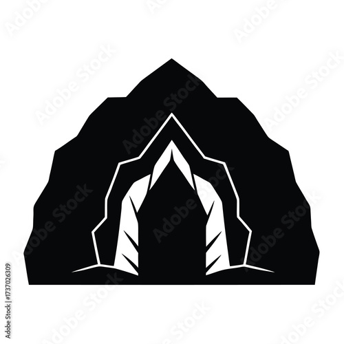 cave entrance silhouette vector icon