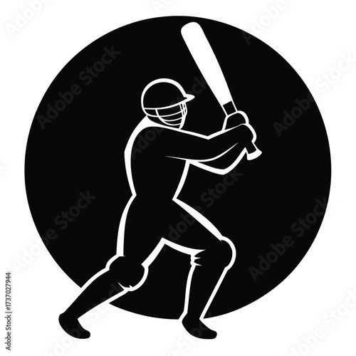 cricket batsman silhouette vector icon