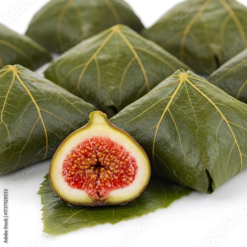 leaf wrapped fig dumpling, isolated on white background