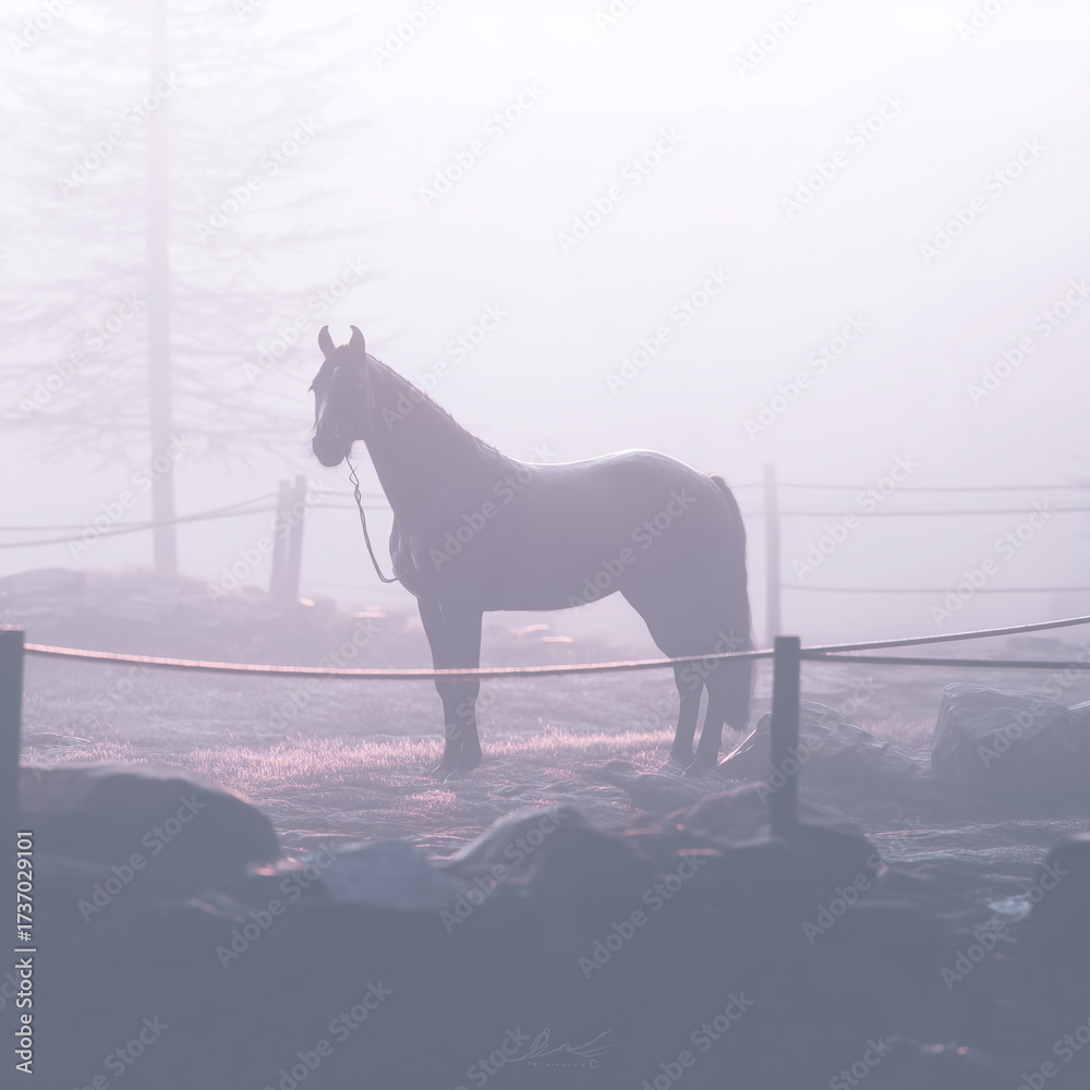 Obraz premium A realistic image of a full-body horse in motion.