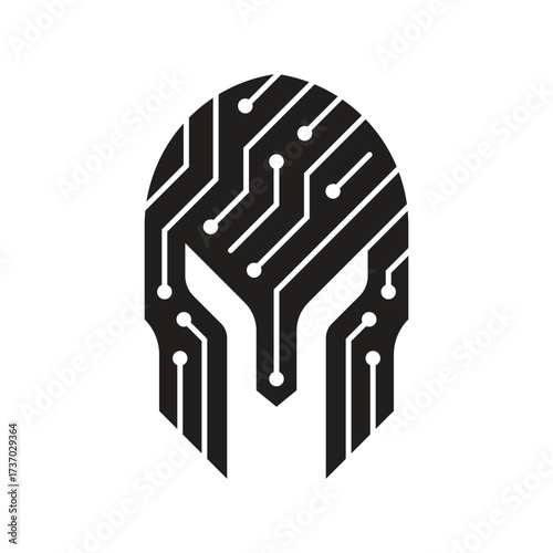 Digital Spartan Helmet Circuit Board Icon