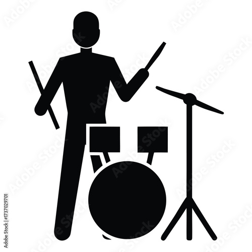 drummer silhouette vector icon