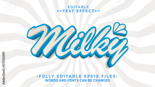editable 3d milky handwritten style text effect