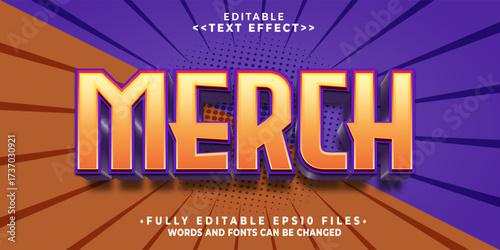 editable 3d merch text effect.typhography logo