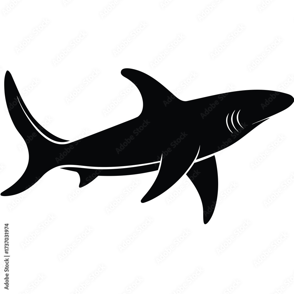 Fototapeta premium hammerhead shark silhouette vector icon